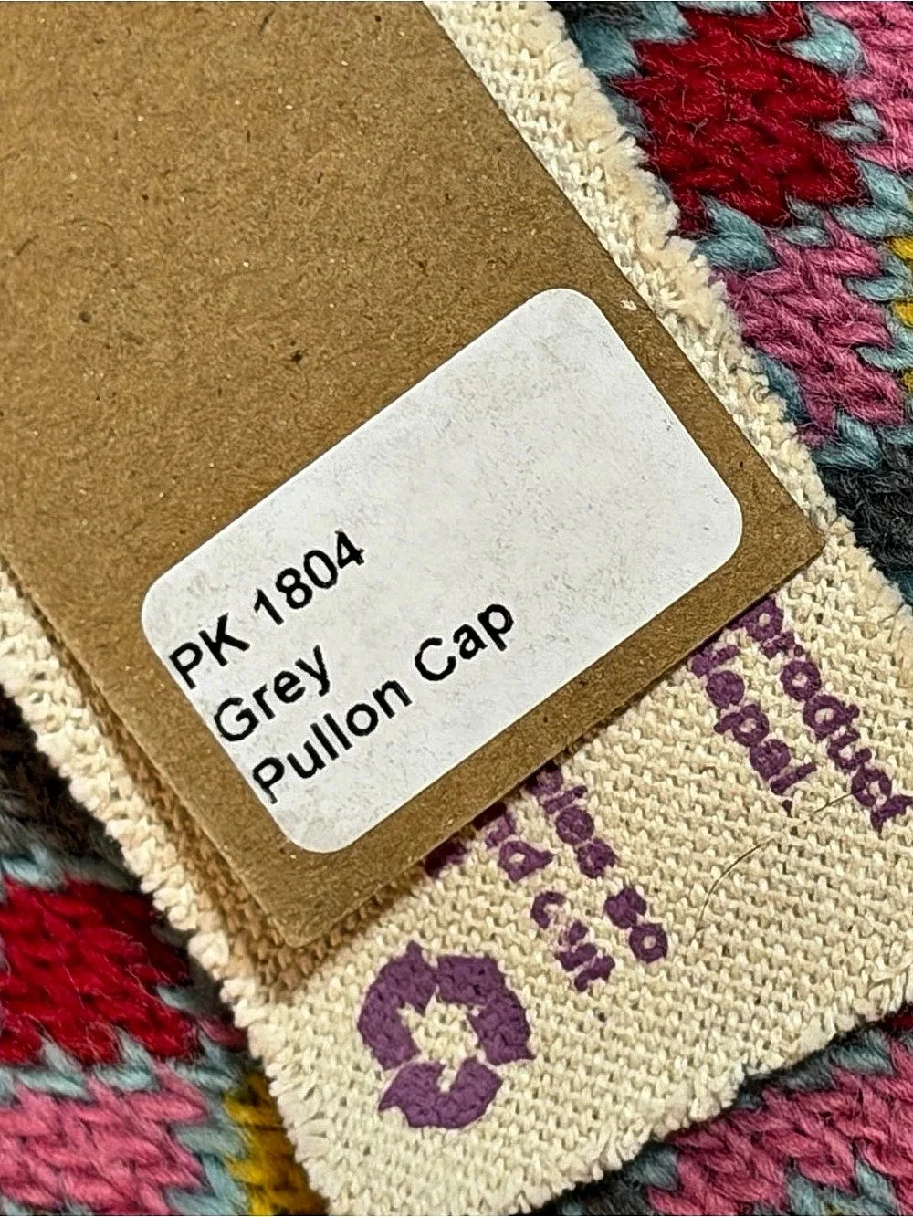 KuSan Wool Beanie Hat Gray Fair Isle Geometric Pull On Cap NWT PK 1804